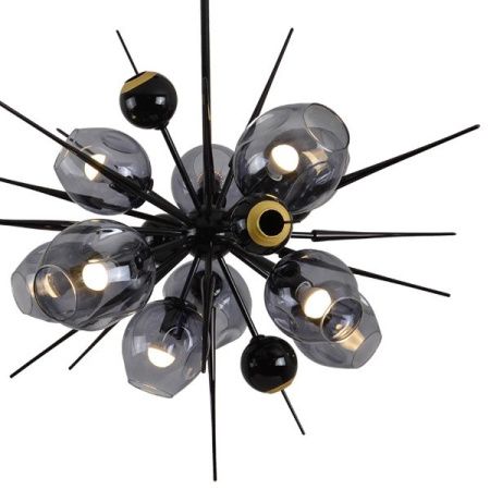 Люстра на штанге Delight Collection Burst (Бурст) 9720P-10S black/smoky