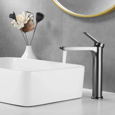 Смеситель для раковины Shevanik S8311T на столешницу оружейная сталь