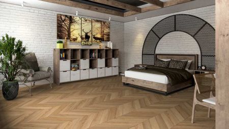 Кварцвиниловая плитка Damy Floor CHEVRON LVT DF04-Ch-LVT Лувр толщина 0.25 см 43 класс 600х127