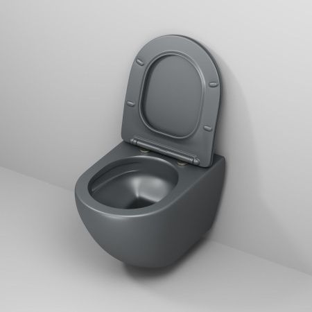 Унитаз подвесной Grossman Торнадо GR-4457GMSQ серый с сиденьем микролифт безободковый смыв торнадо