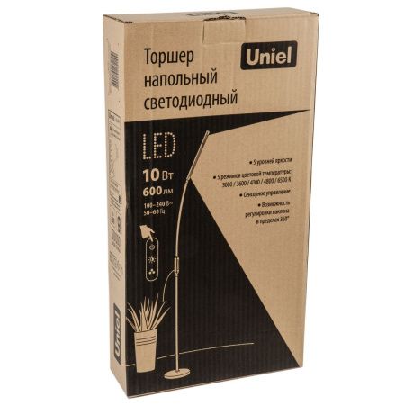 Торшер Uniel ULM-T619 ULM-T619 10W/3000-6500K/DIM BLACK
