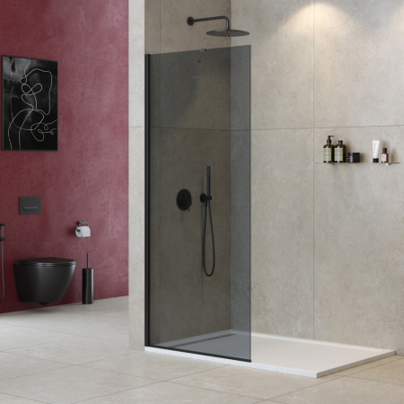 Душевая перегородка Cezares LIBERTA LIBERTA-L-1-TB-80-GR-NERO 80х195 стекло тонированное профиль черный