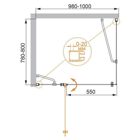 Душевой уголок Cezares ELENA ELENA-W-AH-1-100/80-C-Cr 100х80 стекло прозрачное профиль хром без поддона