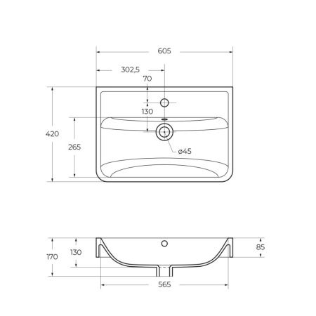 Раковина керамическая BelBagno Neon 19060 60х40 накладная цвет белый 1 отверстие под смеситель
