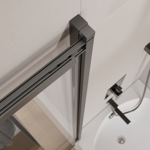 Душевая шторка на ванну Cezares SLIDER SLIDER-VF-11-90/150-C-GM 90х150 стекло прозрачное профиль оружейная сталь - фото 5