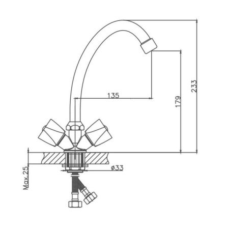 Смеситель для кухни Cron CN4011-2 на мойку хром