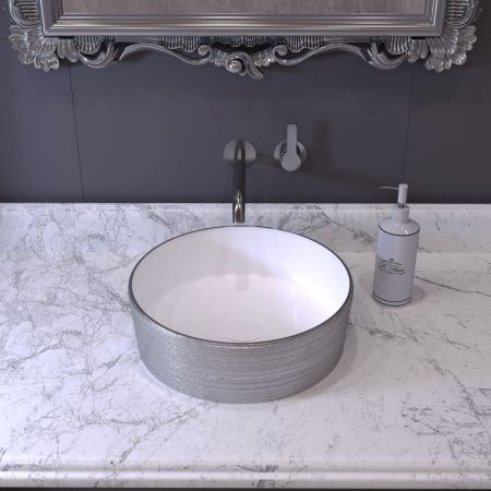 Раковина из сантехнического фаянса Grossman Color GR-5020SW 40х40 накладная цвет белый/серебро без отверстий под смеситель