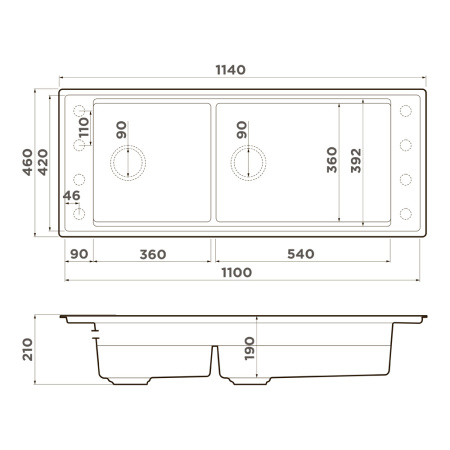 Кухонная мойка Omoikiri Sintesi Pro 114-2-U/I 4997452 110х20 цвет коричневый поверхность матовая