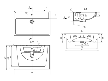 Раковина мебельная керамическая Dreja Q 70 191645 70х50 накладная цвет белый