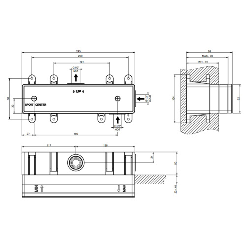 Встраиваемая часть для смесителя на 2 выхода Gessi Emporio Via manzoni 38439#031 - фото 2