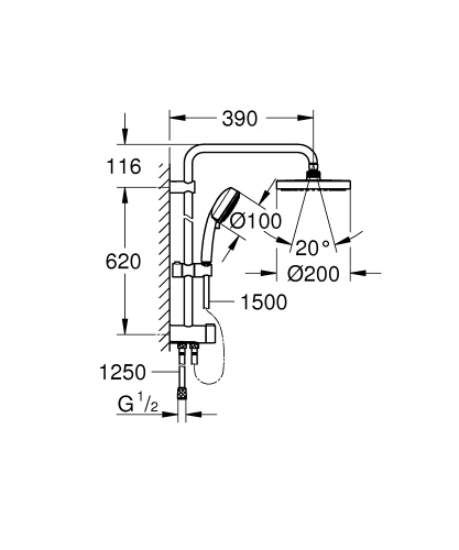 Душевая стойка Grohe Tempesta 27394002 настенная цвет хром - фото 2