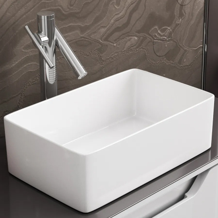 Раковина из сантехнического фарфора Teymi Helmi T50304 38х24 накладная цвет белый без отверстий под смеситель