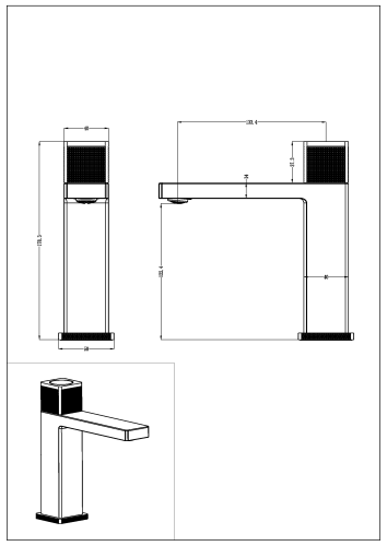Смеситель Boheme Quad 159-SGM на раковину графит глянцевый - фото 2