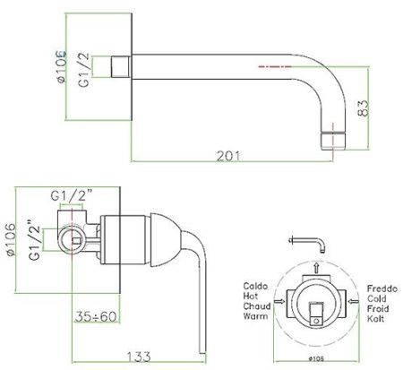 Смеситель для раковины Fiore Koko 87CR7535 встраиваемый в стену хром