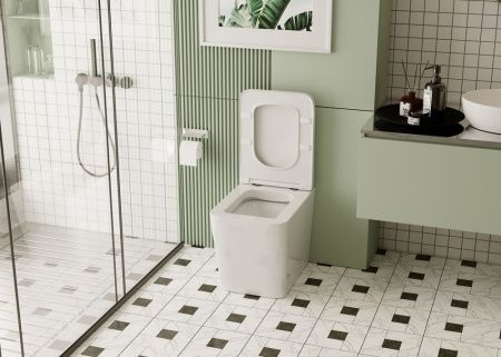 Унитаз приставной Abber Rechteck AC1211 белый с сиденьем микролифт безободковый каскадный смыв