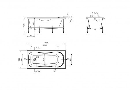 Ванна акриловая Santek Тенерифе 1WH302213 150х70 пристенная прямоугольная без каркаса