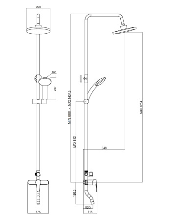 Душевая стойка OneLife P01-911b настенная цвет черный