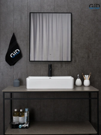 Раковина керамическая Gid Geométrico 51226 60х40 накладная цвет белый 1 отверстие под смеситель