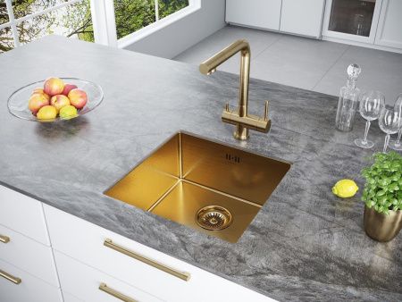 Кухонная мойка Paulmark GERBERG 44 UNI PM254444-BG 40х40 цвет золото поверхность брашированная