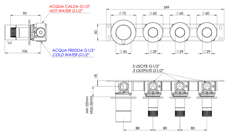 Смеситель для душа Remer X Style N98D3PNO встраиваемый в стену черный
