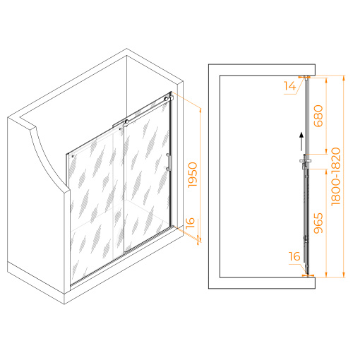Душевая дверь RGW Tornado 02071418-11 180х195 стекло прозрачное профиль хром глянцевый - фото 2