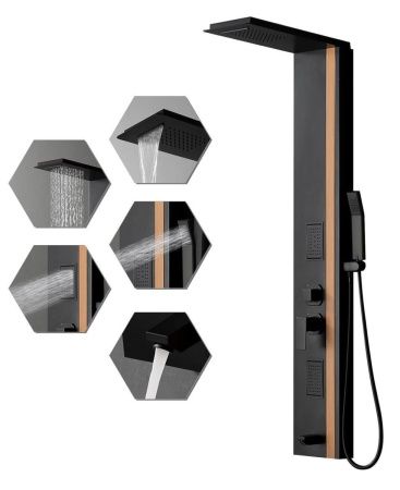 Душевая панель Cerutti SPA CT10400 настенная цвет черный