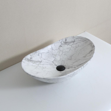 Раковина из санфаянса CeramaLux 1575 63х35 накладная цвет белый