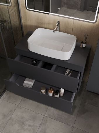 Тумба с раковиной Orange Line Li-100TugMDF+B07-600W 100х50