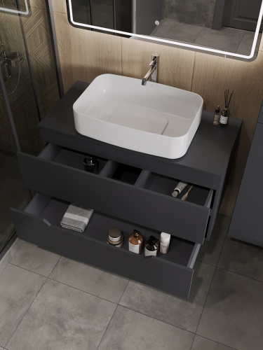 Тумба с раковиной Orange Line Li-100TugMDF+B07-600W 101х46х69 - фото 4