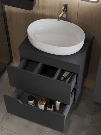 Тумба с раковиной Orange Line Li-60TugMDF+B05-520W 60х50 подвесная цвет черный