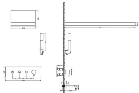 Душевая система Boheme Fusion 130-2-MG встраиваемая в стену цвет золото