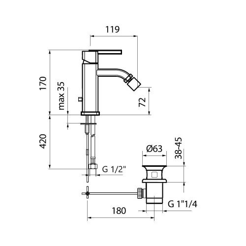 Смеситель Webert Azeta AZ840102015 на биде хром - фото 3