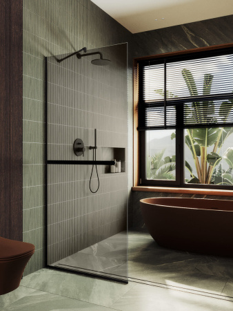 Душевая перегородка Maybah Glass MGD-715-6у 119х195 стекло тонированное профиль черный