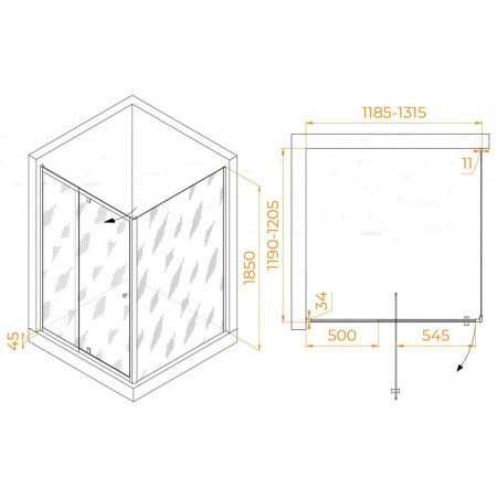 Душевой уголок RGW Passage 41084412-011 120х120 стекло прозрачное профиль хром без поддона