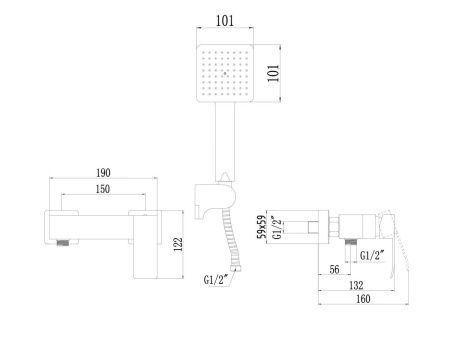 Смеситель для ванны и душа Fmark FS8603C настенный золото