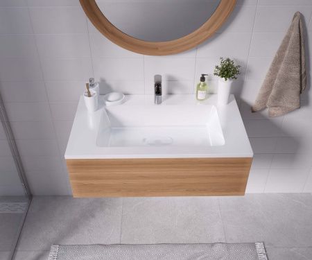 Раковина из искусственного камня Uperwood Modul 2911020340 80х50 полувстраиваемая цвет белый
