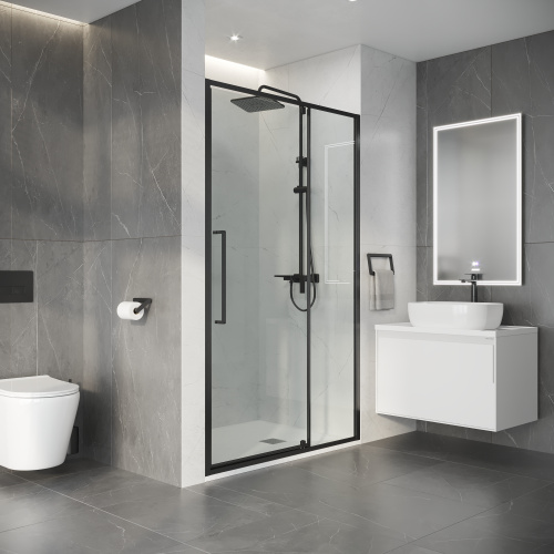 Душевая дверь Niagara Nova NG-35-11AGR 110х195 стекло прозрачное профиль графит матовый - фото 5