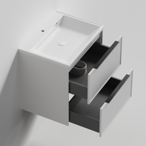 Тумба с раковиной La Fenice SIMPLA TWIN NFNC-01-SIM-B-100-2-3-100 101х63х47 подвесная цвет белый - фото 2