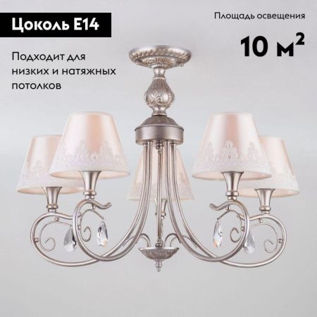 Люстра потолочная Eurosvet Incanto (Инцанто) 60069/5 серебро