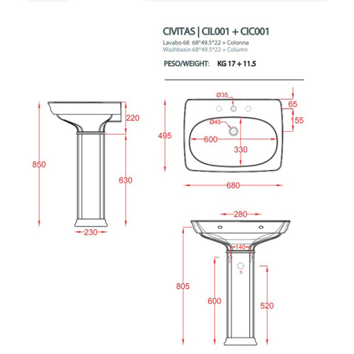 Раковина Artceram CIVITAS 68 см CIL001 01 00 *1 подвесная цвет белый - фото 2