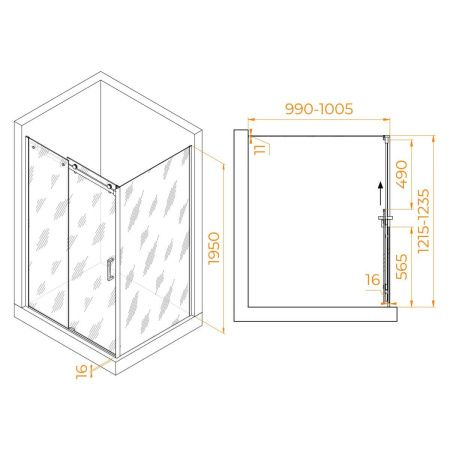 Душевой уголок RGW Tornado 020744120-14 120х100 стекло прозрачное профиль черный без поддона