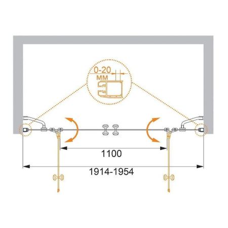 Душевая дверь Cezares ELENA ELENA-W-B-22-200-C-Cr 200х195 стекло прозрачное профиль хром