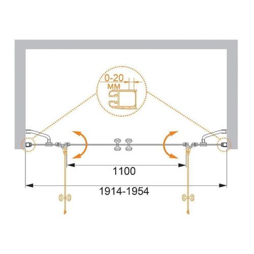 Душевая дверь Cezares ELENA ELENA-W-B-22-200-C-Cr 200х195 стекло прозрачное профиль хром - фото 4