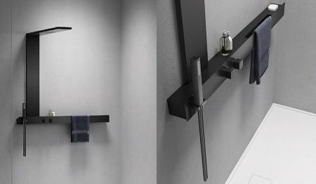 Душевая панель Cerutti SPA CT9660 настенная цвет черный