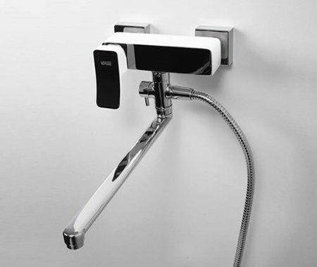 Смеситель для ванны и душа Wasserkraft Aller 1060 WHITE 1062LW настенный белый/хром