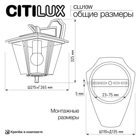 Уличный настенный светильник Citilux Forts (Фортс) CLU10W