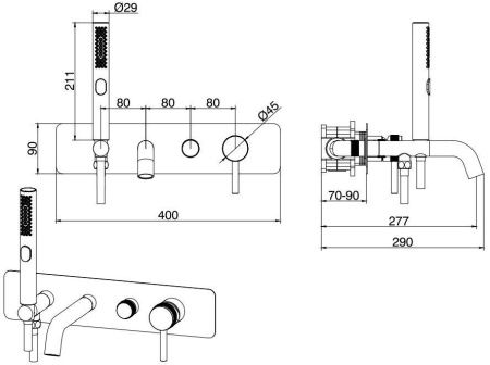 Смеситель для ванны с душем Allen Brau Priority 5.31006-BN встраиваемый в стену никель