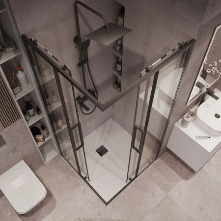 Душевой уголок Grossman Cosmo 300.K33.02.9090.21.00 90х90 стекло прозрачное профиль черный без поддона