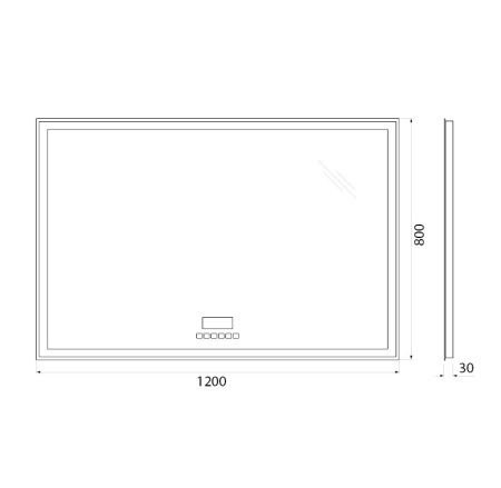 Зеркало с подсветкой и антизапотеванием BelBagno SPC-GRT-1200-800-LED-TCH-RAD 120х80 подвесное