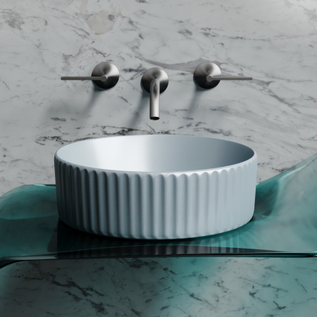 Раковина из сантехнического фарфора Ceramica Nova ELEMENT CN6057MHL 36х36 накладная цвет серо-голубой матовый без отверстий под смеситель